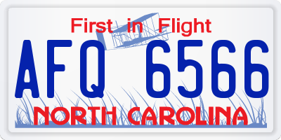 NC license plate AFQ6566