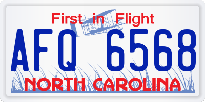 NC license plate AFQ6568