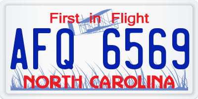 NC license plate AFQ6569