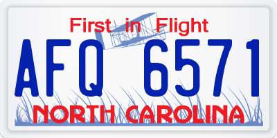 NC license plate AFQ6571