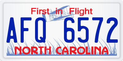 NC license plate AFQ6572
