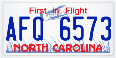 NC license plate AFQ6573