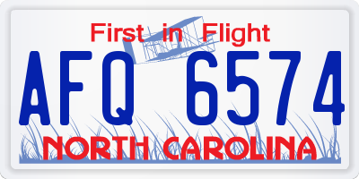 NC license plate AFQ6574