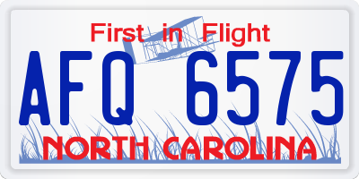 NC license plate AFQ6575