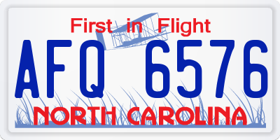 NC license plate AFQ6576