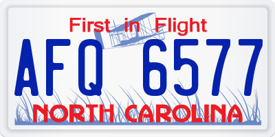 NC license plate AFQ6577