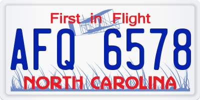 NC license plate AFQ6578