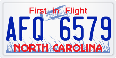 NC license plate AFQ6579
