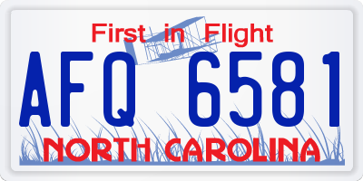 NC license plate AFQ6581