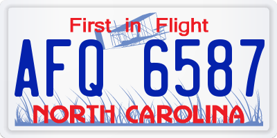 NC license plate AFQ6587