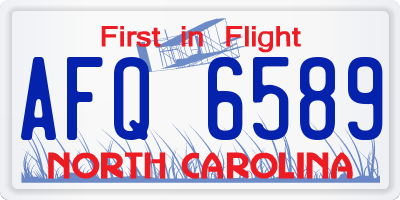 NC license plate AFQ6589