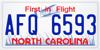 NC license plate AFQ6593