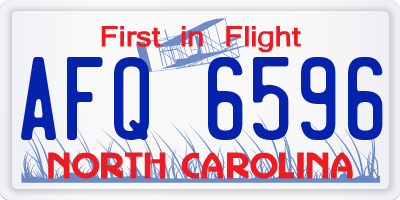 NC license plate AFQ6596