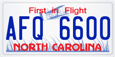 NC license plate AFQ6600