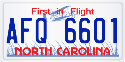 NC license plate AFQ6601