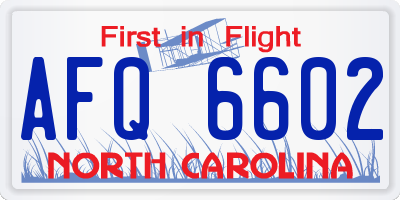 NC license plate AFQ6602