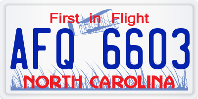 NC license plate AFQ6603