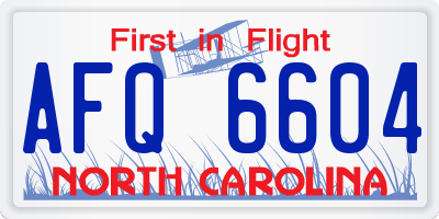 NC license plate AFQ6604