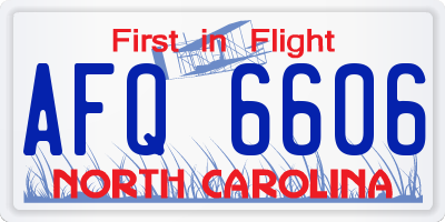 NC license plate AFQ6606