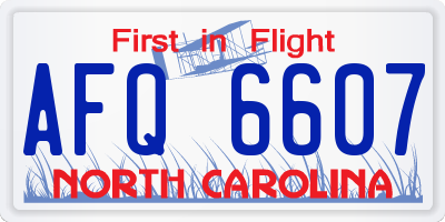 NC license plate AFQ6607