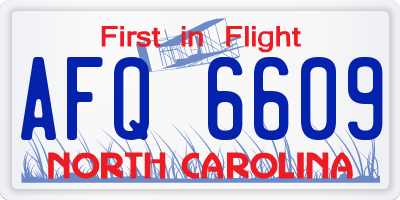 NC license plate AFQ6609