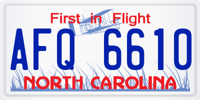 NC license plate AFQ6610