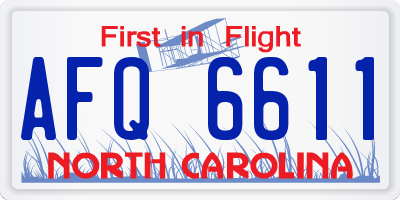 NC license plate AFQ6611