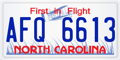 NC license plate AFQ6613