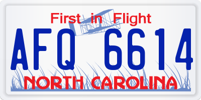 NC license plate AFQ6614