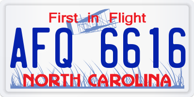 NC license plate AFQ6616
