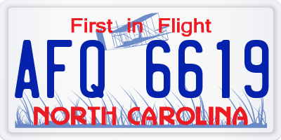 NC license plate AFQ6619