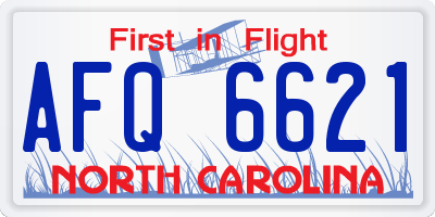 NC license plate AFQ6621