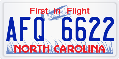 NC license plate AFQ6622