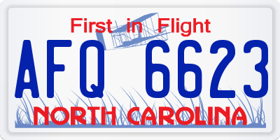 NC license plate AFQ6623