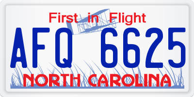 NC license plate AFQ6625