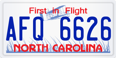 NC license plate AFQ6626