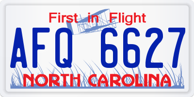 NC license plate AFQ6627