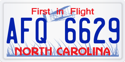 NC license plate AFQ6629