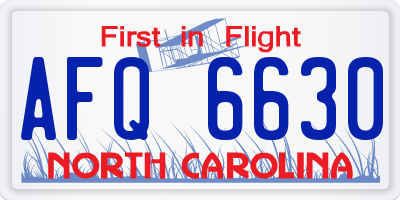 NC license plate AFQ6630