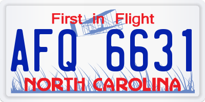 NC license plate AFQ6631