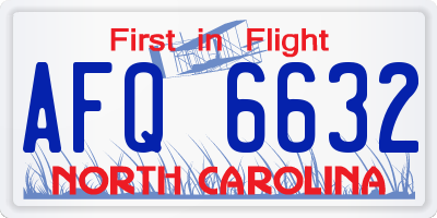 NC license plate AFQ6632