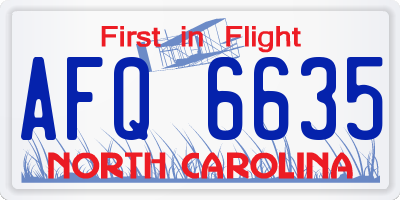 NC license plate AFQ6635
