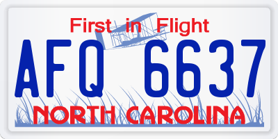 NC license plate AFQ6637