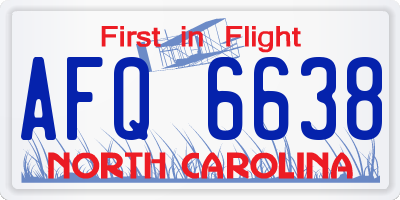 NC license plate AFQ6638