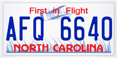 NC license plate AFQ6640
