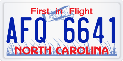 NC license plate AFQ6641