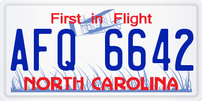 NC license plate AFQ6642