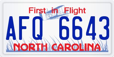 NC license plate AFQ6643