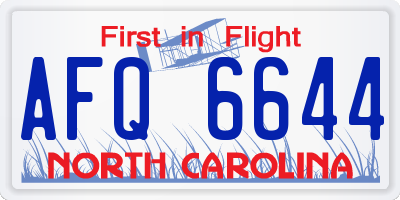 NC license plate AFQ6644