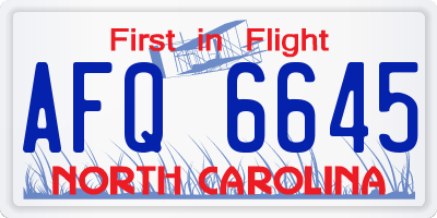 NC license plate AFQ6645